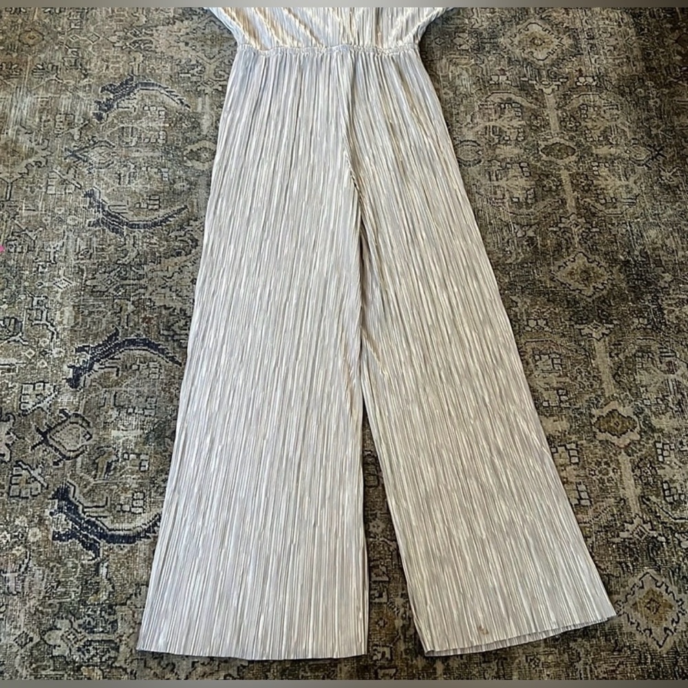 See and Be Seen Metallic Pleated Jumpsuit, Metallic Gold, Baltic Born - Picture 4 of 6